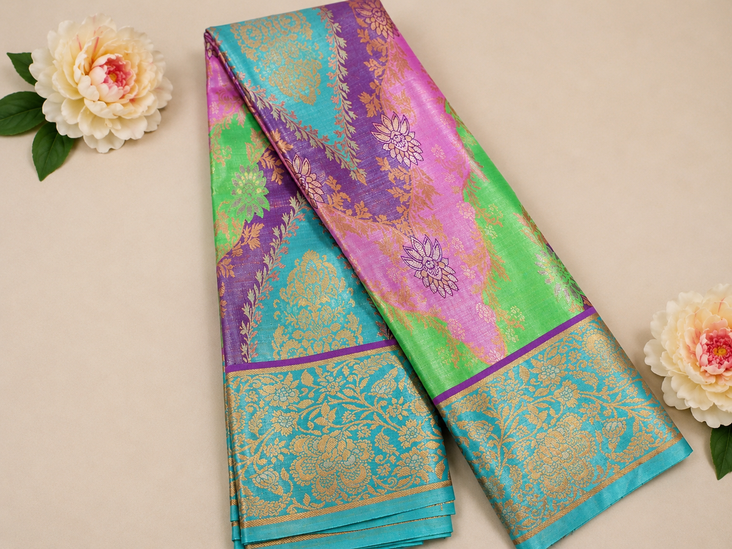 Excellent Multi Colors Weaving Design For Bridal Silk Saree