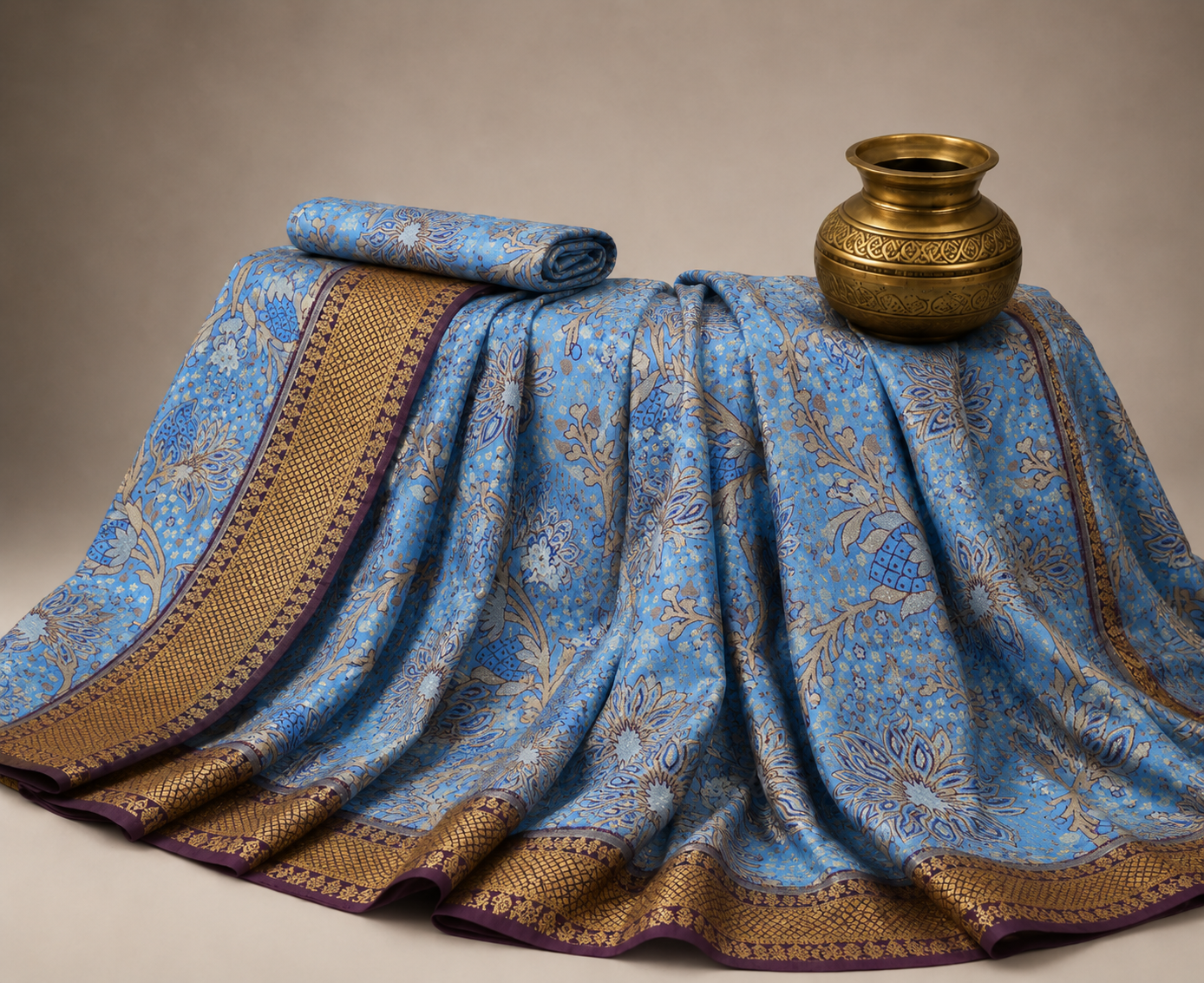 Excellent Brand New Bridal Sky Blue Silk Saree