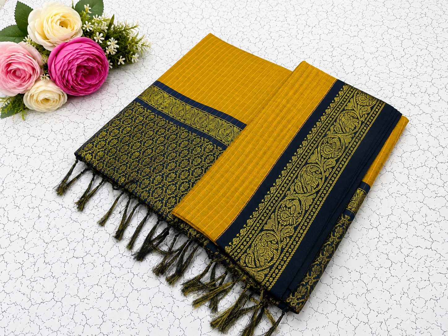 Excellent  Multi Checks Kalyani Cotton Saree