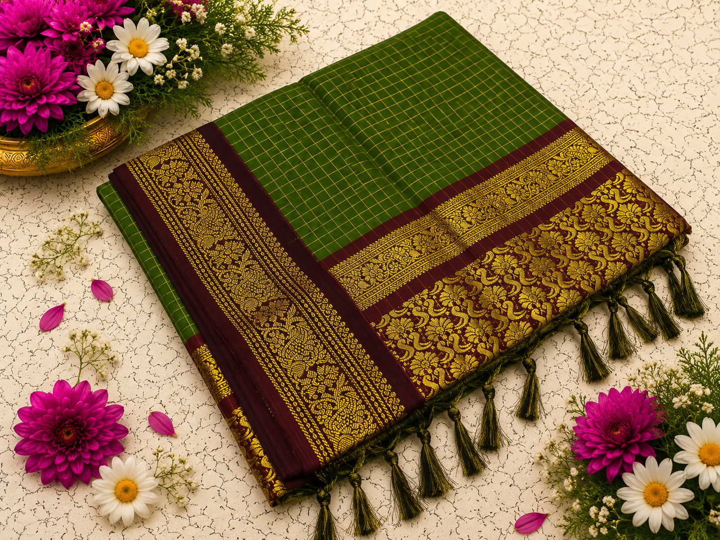 Excellent  Multi Checks Kalyani Cotton Saree